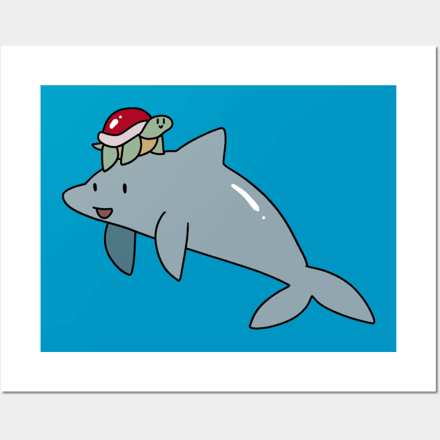 Turtle Riding a Dolphin Wall Art by saradaboru